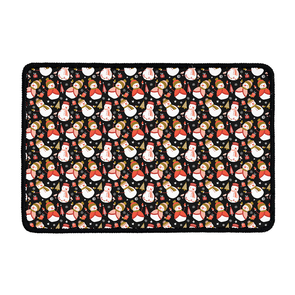 Holiday Snowman Pattern Print Kitchen Mat