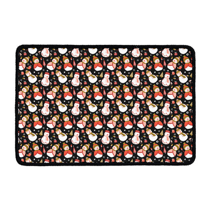 Holiday Snowman Pattern Print Kitchen Mat