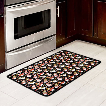 Holiday Snowman Pattern Print Kitchen Mat