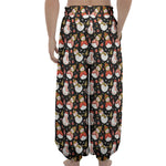 Holiday Snowman Pattern Print Lantern Pants