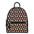 Holiday Snowman Pattern Print Leather Backpack