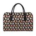 Holiday Snowman Pattern Print Leather Duffel Bag