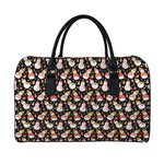 Holiday Snowman Pattern Print Leather Duffle Bag