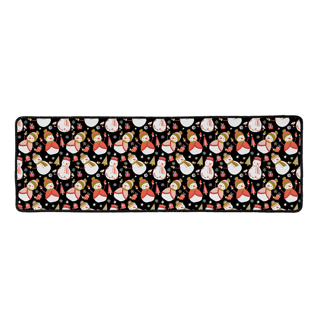 Holiday Snowman Pattern Print Long Kitchen Mat