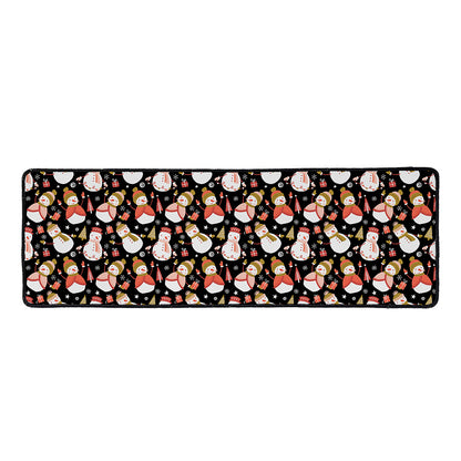 Holiday Snowman Pattern Print Long Kitchen Mat