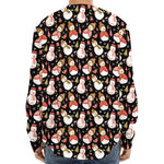 Holiday Snowman Pattern Print Long Sleeve Baseball Jersey