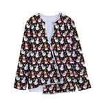 Holiday Snowman Pattern Print Long Sleeve Short Coat