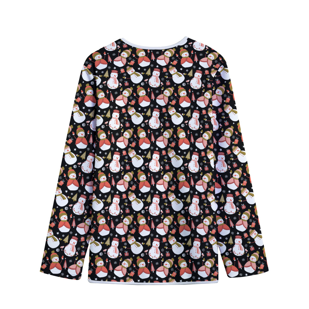 Holiday Snowman Pattern Print Long Sleeve Short Coat