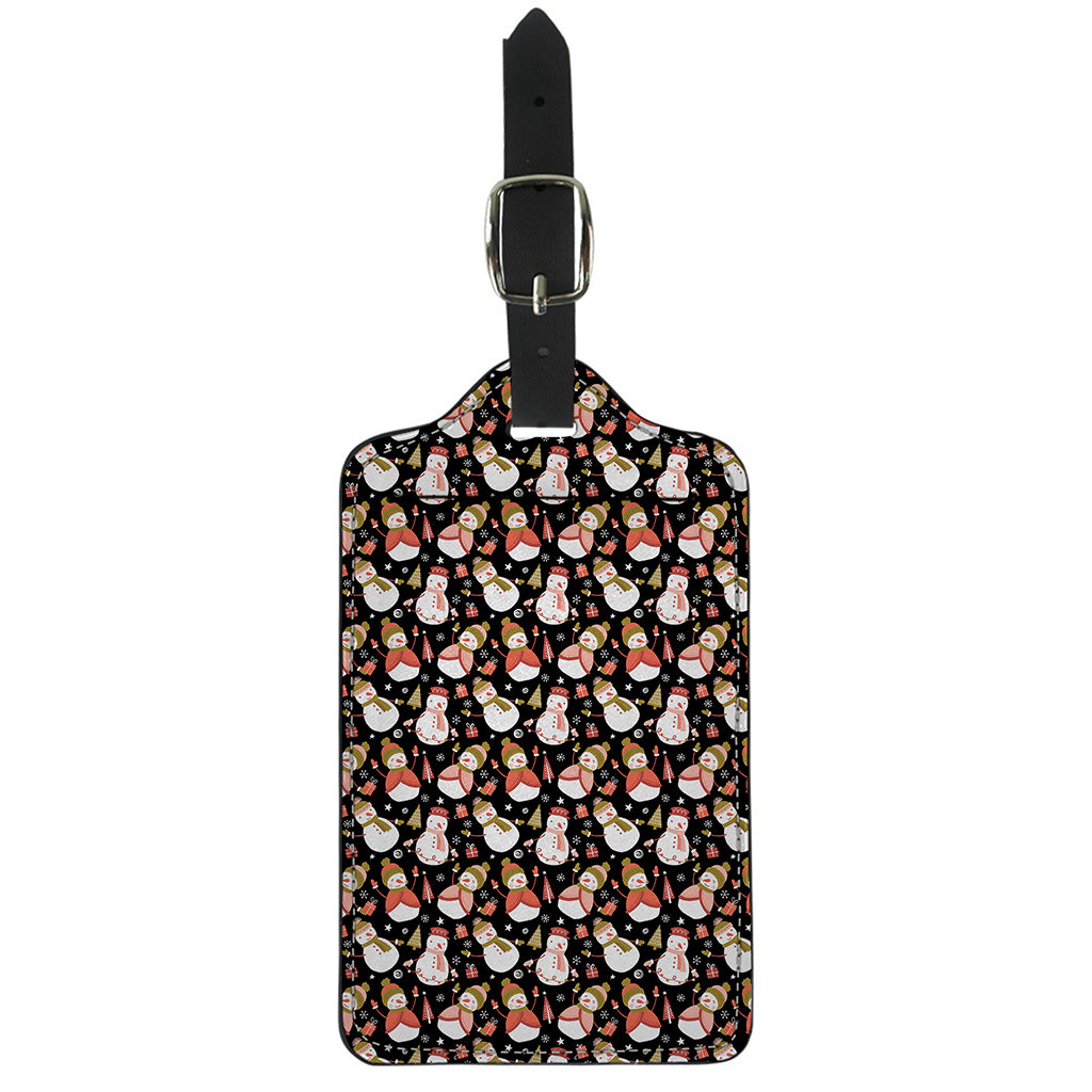 Holiday Snowman Pattern Print Luggage Tag