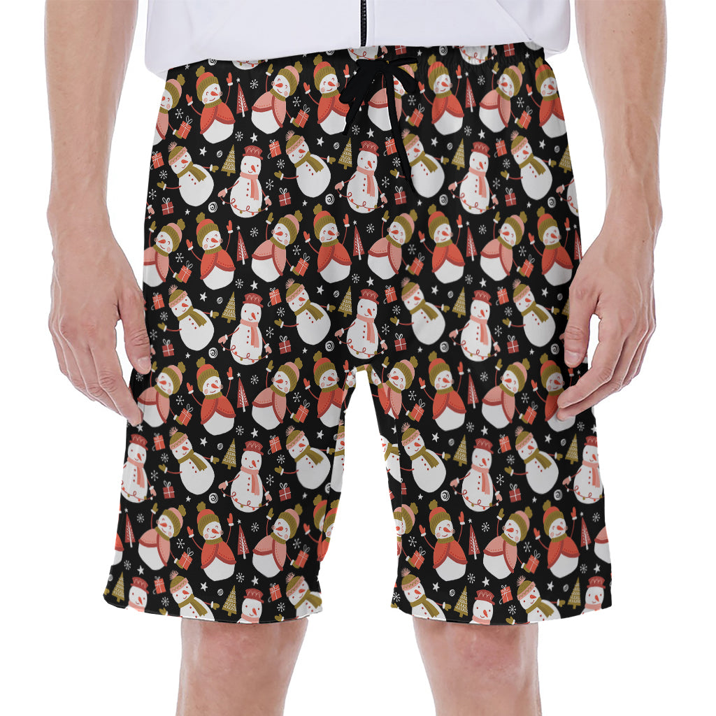 Holiday Snowman Pattern Print Men's Beach Shorts