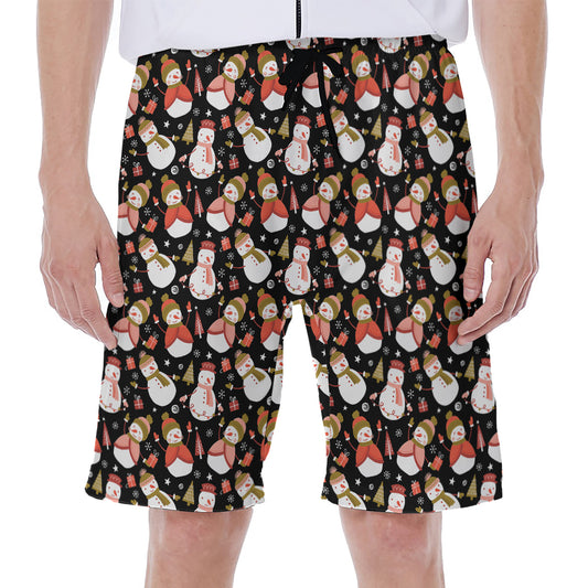 Holiday Snowman Pattern Print Men's Beach Shorts
