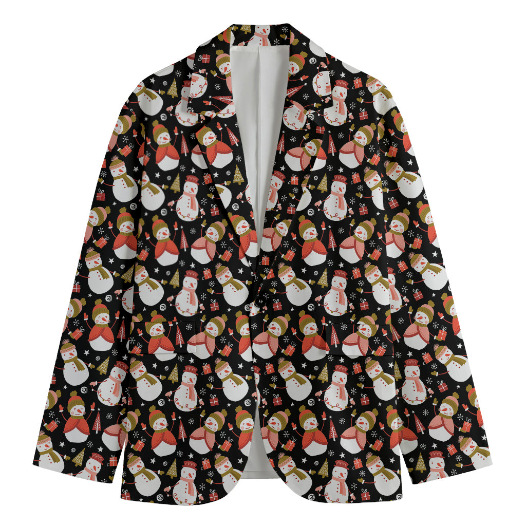 Holiday Snowman Pattern Print Men's Blazer
