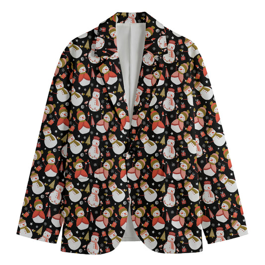 Holiday Snowman Pattern Print Men's Blazer