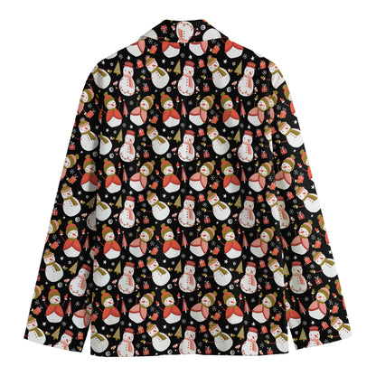 Holiday Snowman Pattern Print Men's Blazer