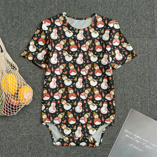 Holiday Snowman Pattern Print Men's Bodysuit