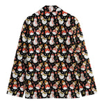 Holiday Snowman Pattern Print Men's Cotton Blazer