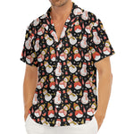 Holiday Snowman Pattern Print Men's Deep V-Neck Shirt