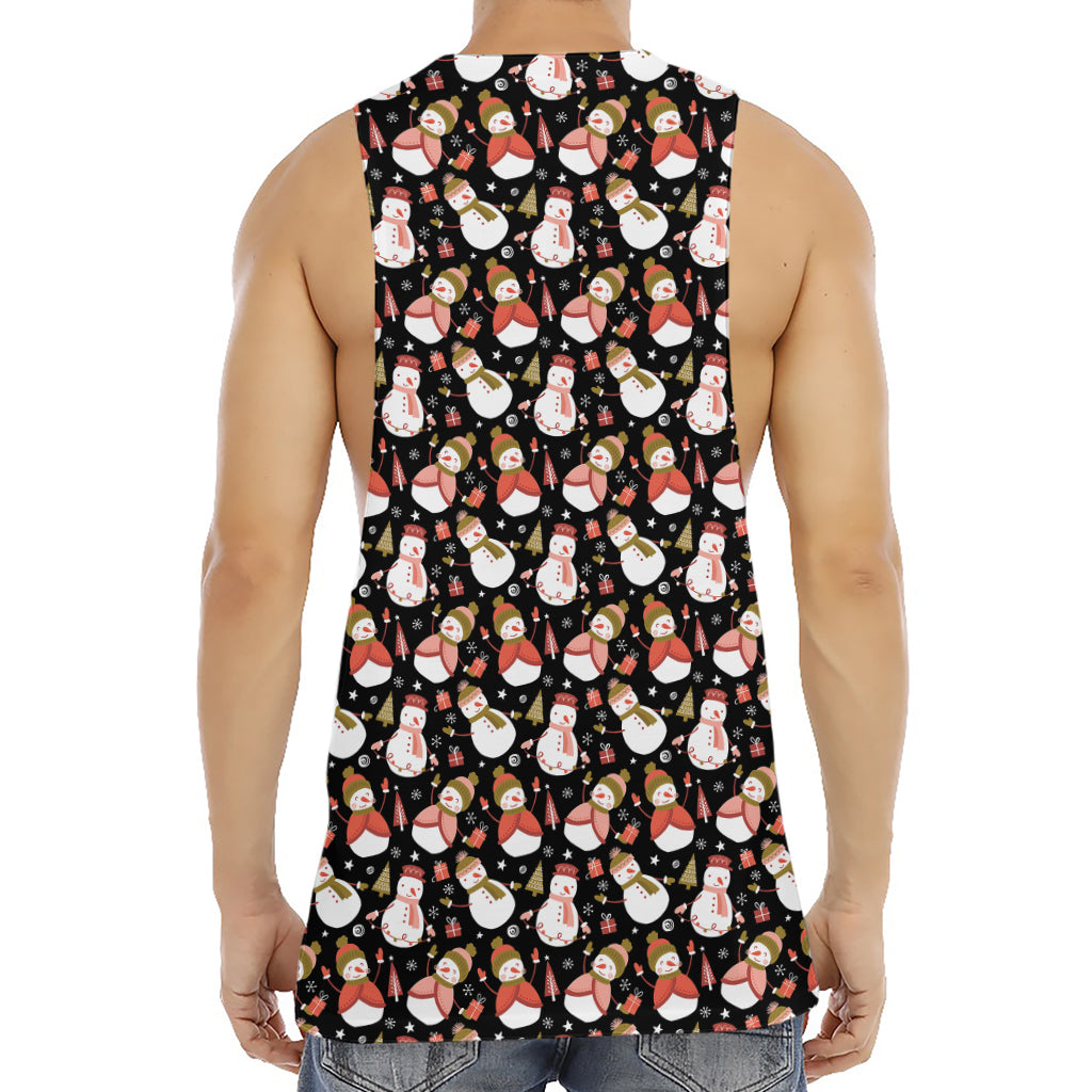 Holiday Snowman Pattern Print Men's Muscle Tank Top