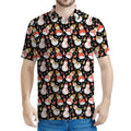 Holiday Snowman Pattern Print Men's Polo Shirt
