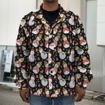 Holiday Snowman Pattern Print Men's Shirt Jacket