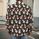 Holiday Snowman Pattern Print Men's Shirt Jacket