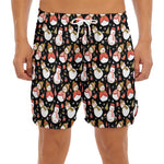 Holiday Snowman Pattern Print Men's Split Running Shorts