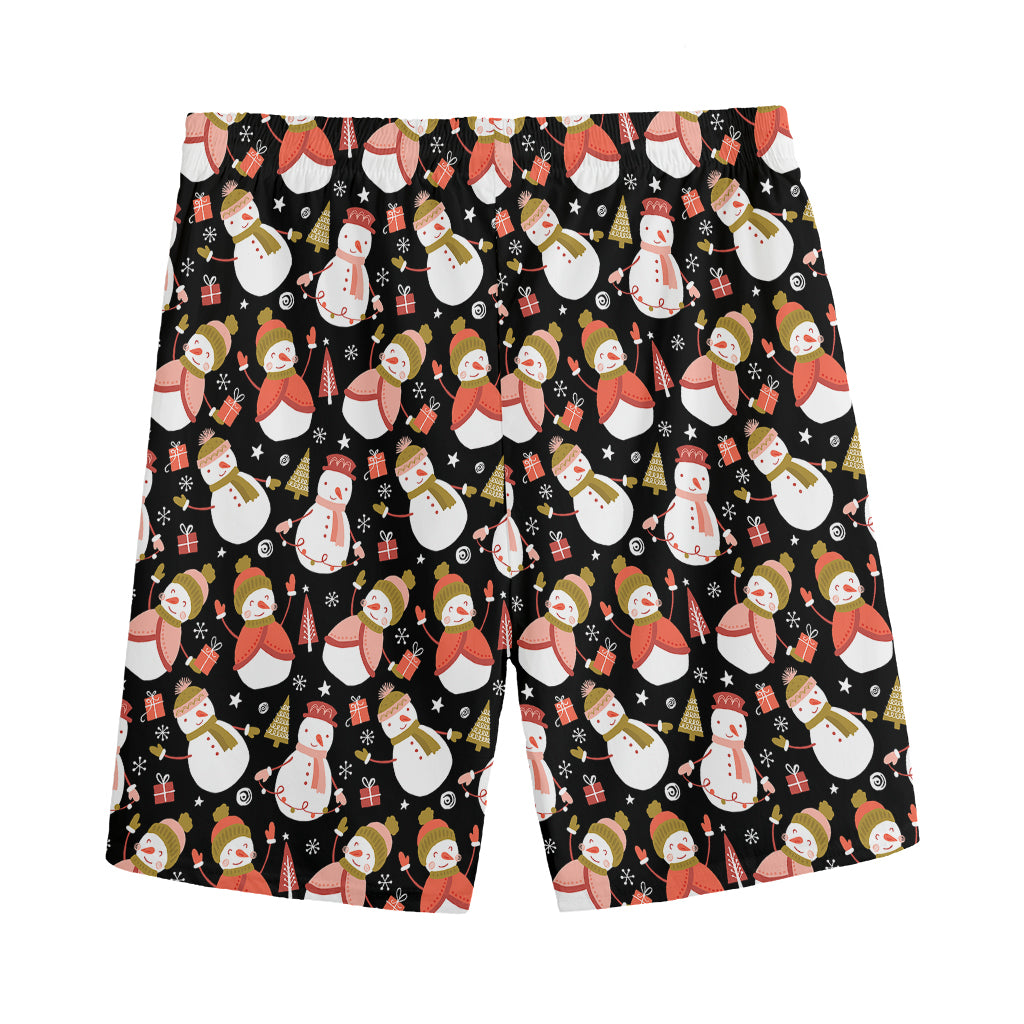 Holiday Snowman Pattern Print Men's Sports Shorts