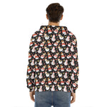 Holiday Snowman Pattern Print Men's Velvet Pullover Hoodie