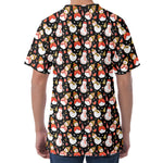 Holiday Snowman Pattern Print Men's Velvet T-Shirt