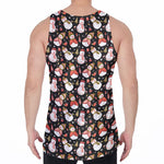Holiday Snowman Pattern Print Men's Velvet Tank Top