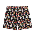 Holiday Snowman Pattern Print Mesh Shorts