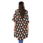 Holiday Snowman Pattern Print Open Front Beach Cover Up