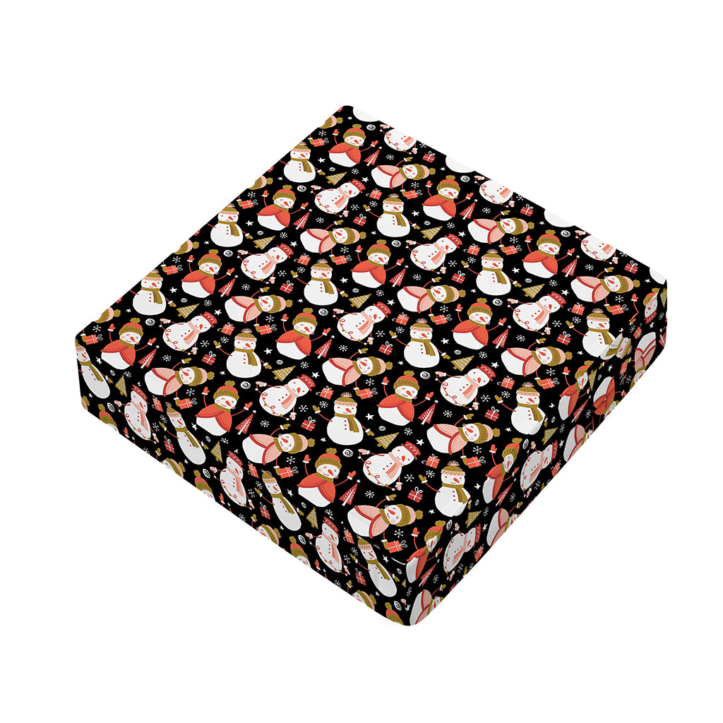 Holiday Snowman Pattern Print Outdoor Seat Cushion Cover