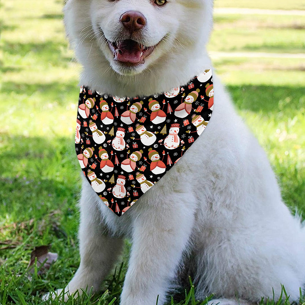 Holiday Snowman Pattern Print Over The Collar Dog Bandana
