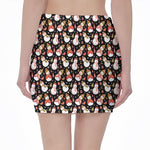 Holiday Snowman Pattern Print Pencil Mini Skirt