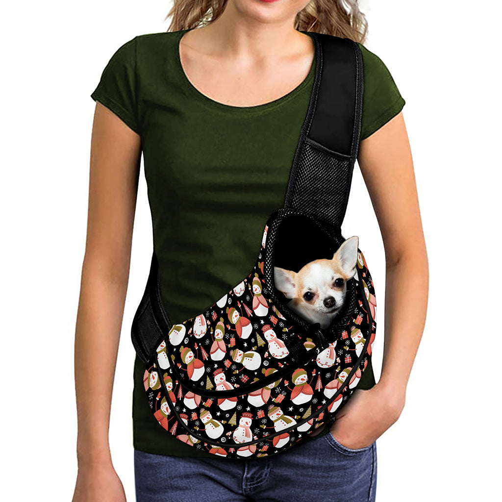 Holiday Snowman Pattern Print Pet Sling Carrier
