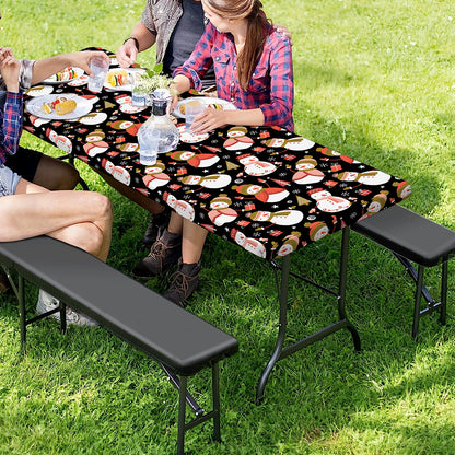 Holiday Snowman Pattern Print Picnic Table Cover