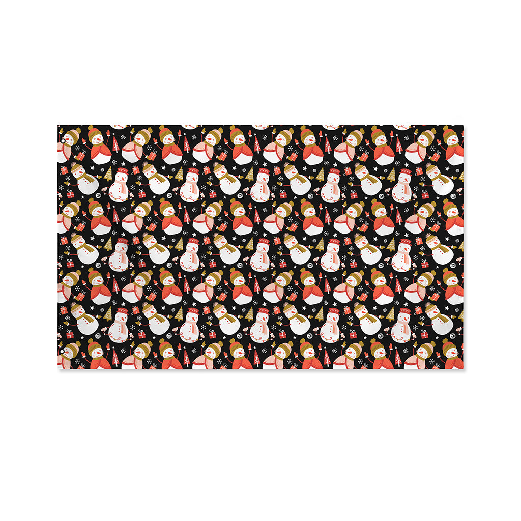 Holiday Snowman Pattern Print Polyester Flag