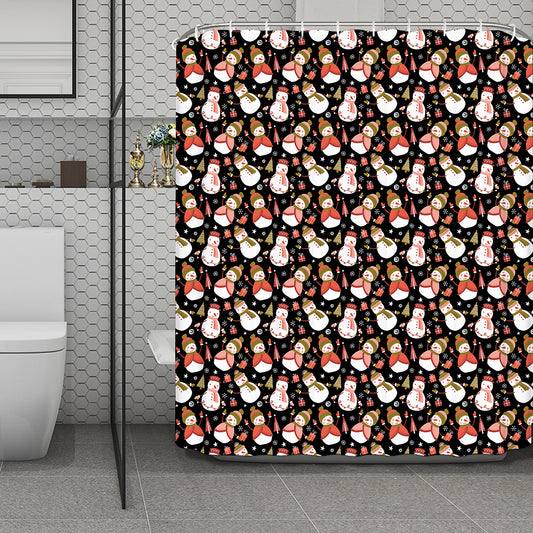 Holiday Snowman Pattern Print Polyester Shower Curtain