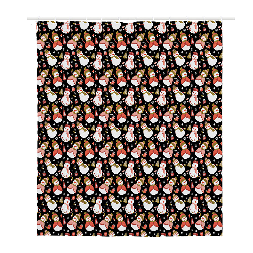 Holiday Snowman Pattern Print Polyester Shower Curtain