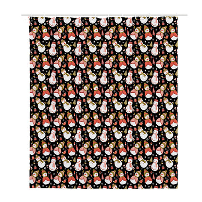 Holiday Snowman Pattern Print Polyester Shower Curtain