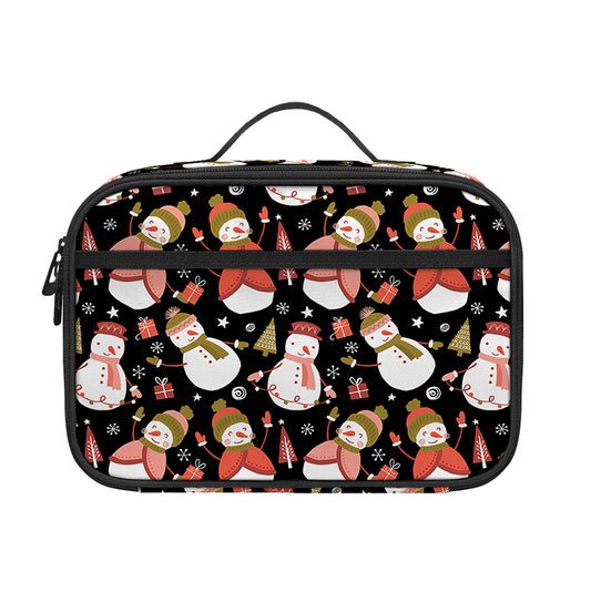 Holiday Snowman Pattern Print Portable Lunch Bag