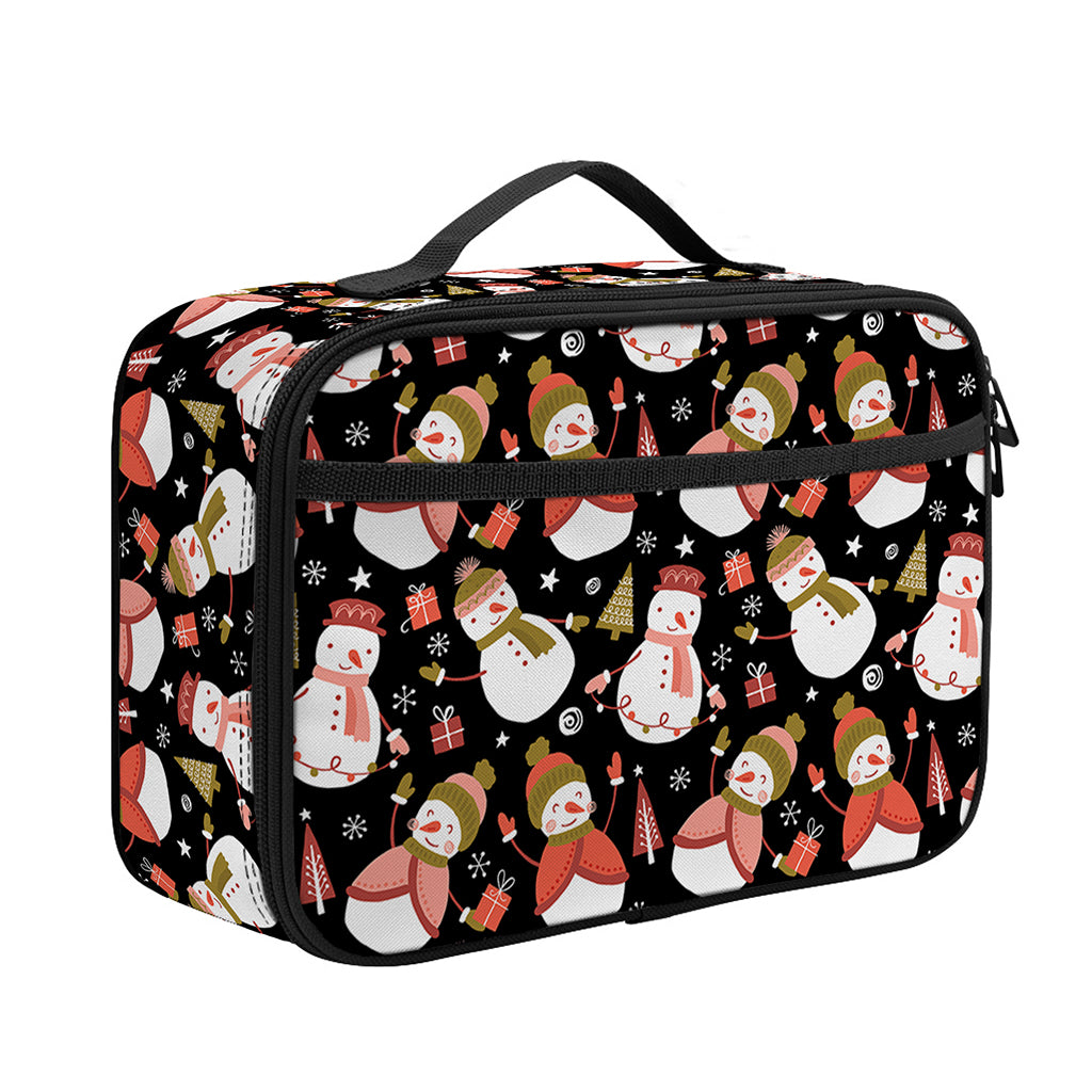 Holiday Snowman Pattern Print Portable Lunch Bag
