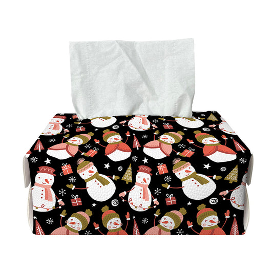Holiday Snowman Pattern Print Rectangle Tissue Box Cover