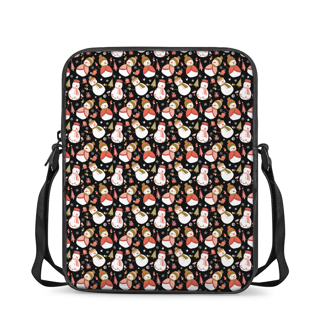 Holiday Snowman Pattern Print Rectangular Crossbody Bag