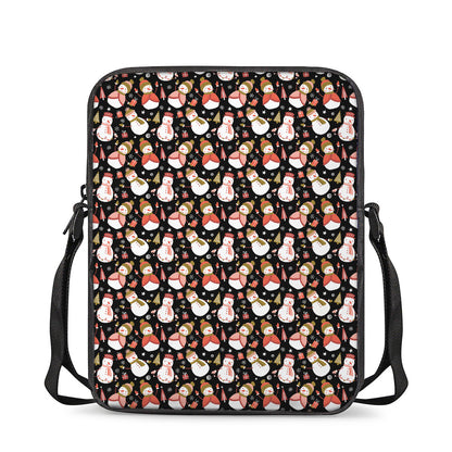 Holiday Snowman Pattern Print Rectangular Crossbody Bag