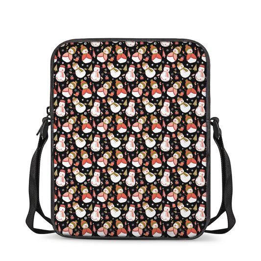 Holiday Snowman Pattern Print Rectangular Crossbody Bag