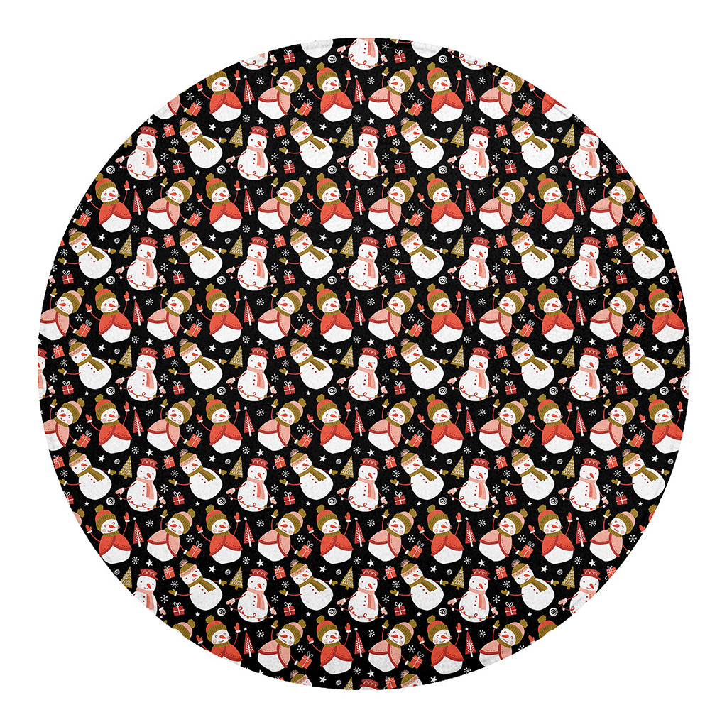Holiday Snowman Pattern Print Round Blanket