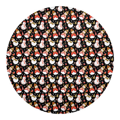 Holiday Snowman Pattern Print Round Blanket