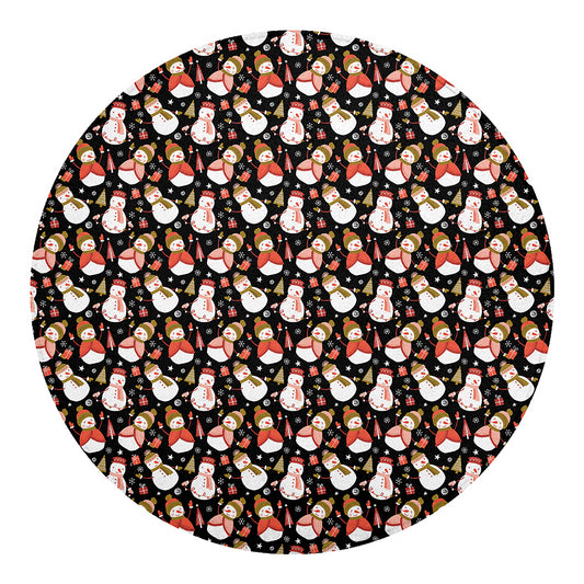 Holiday Snowman Pattern Print Round Blanket